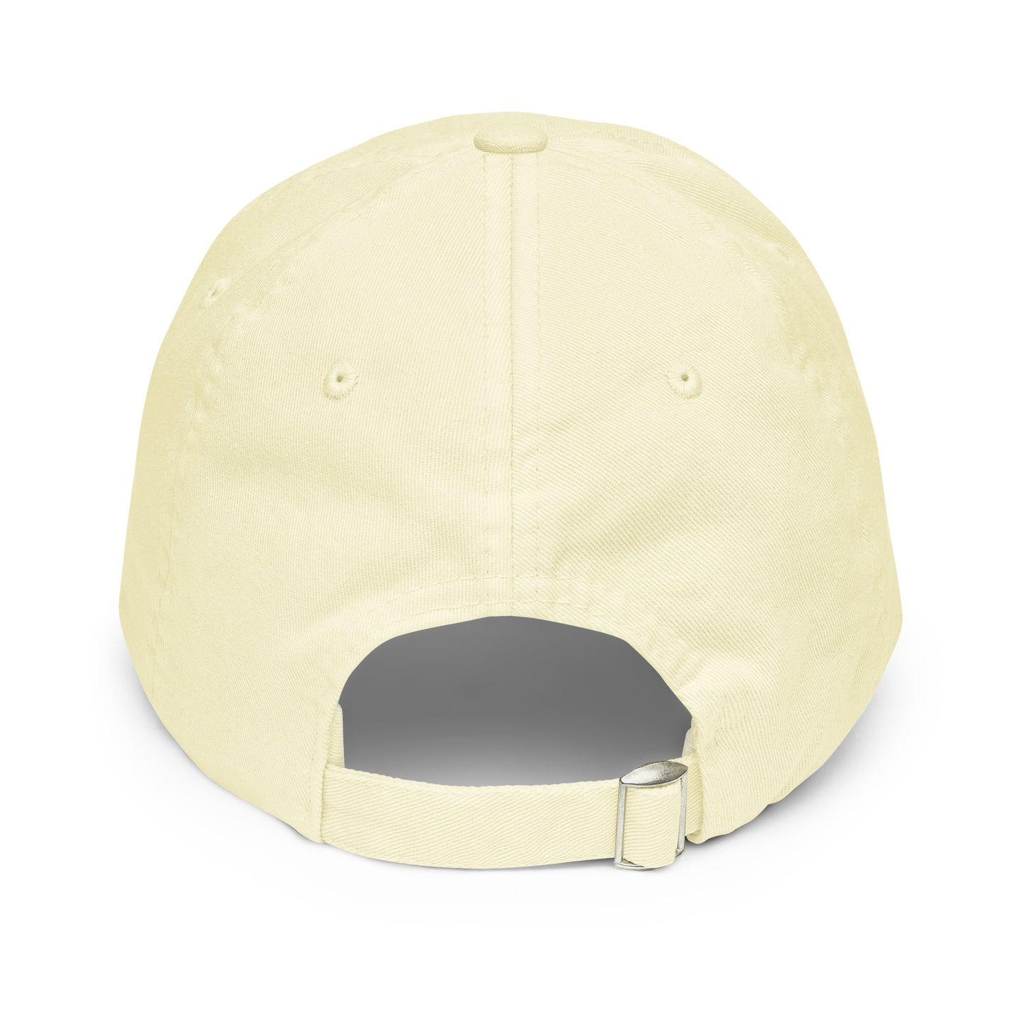 TELL YOUR CAT I SAID PSPSPS embroidered cap in Pastel Lemon, back view