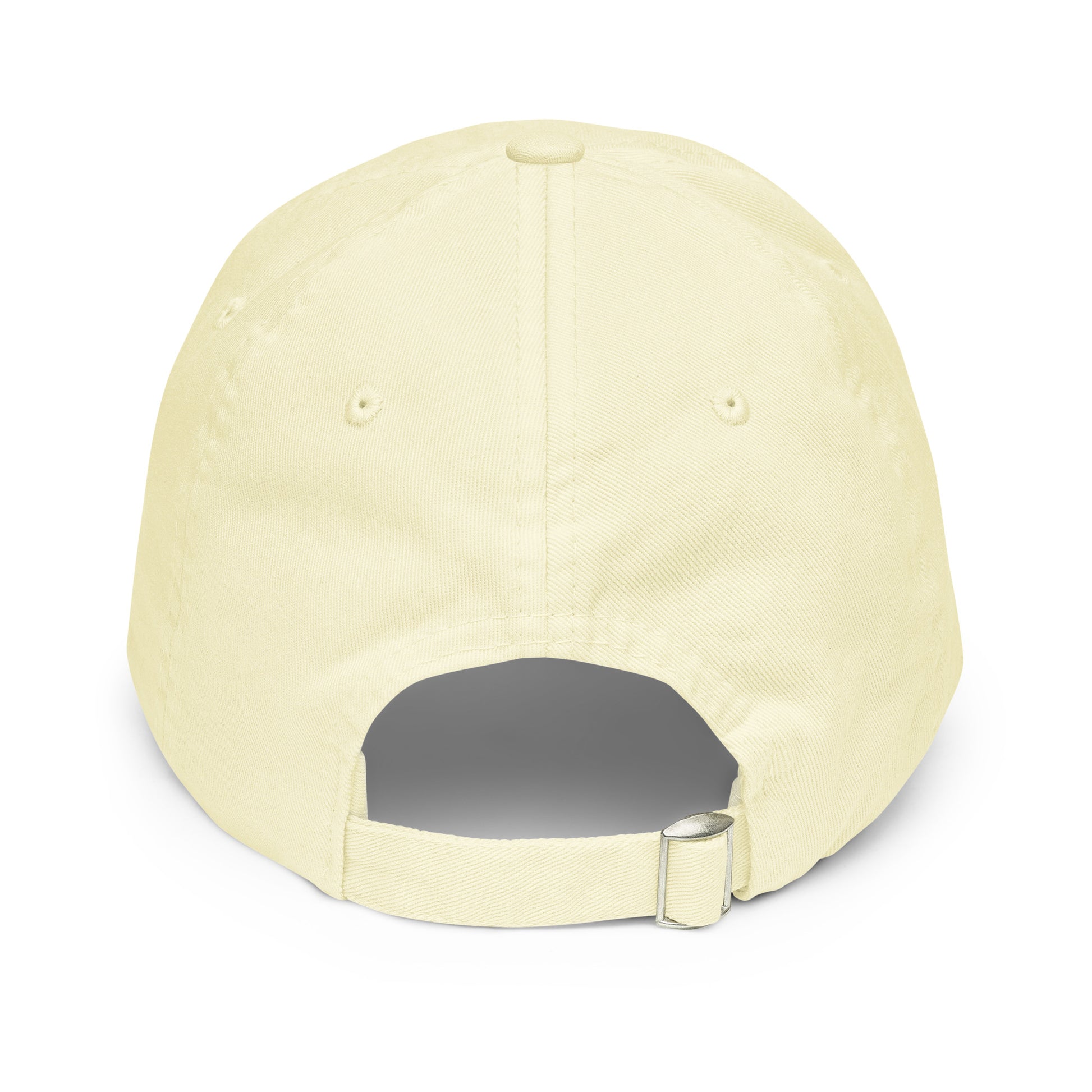 TELL YOUR CAT I SAID PSPSPS embroidered cap in Pastel Lemon, back view